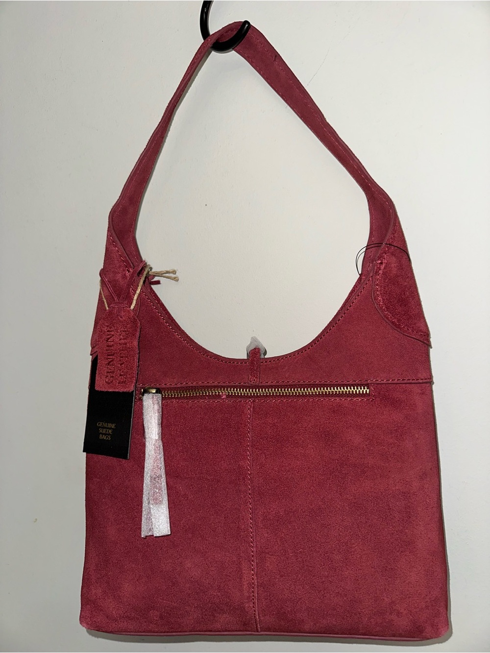 NWT Genuine Suede Shoulder Bag, Choose Chocolate Brown or Maroon Red color